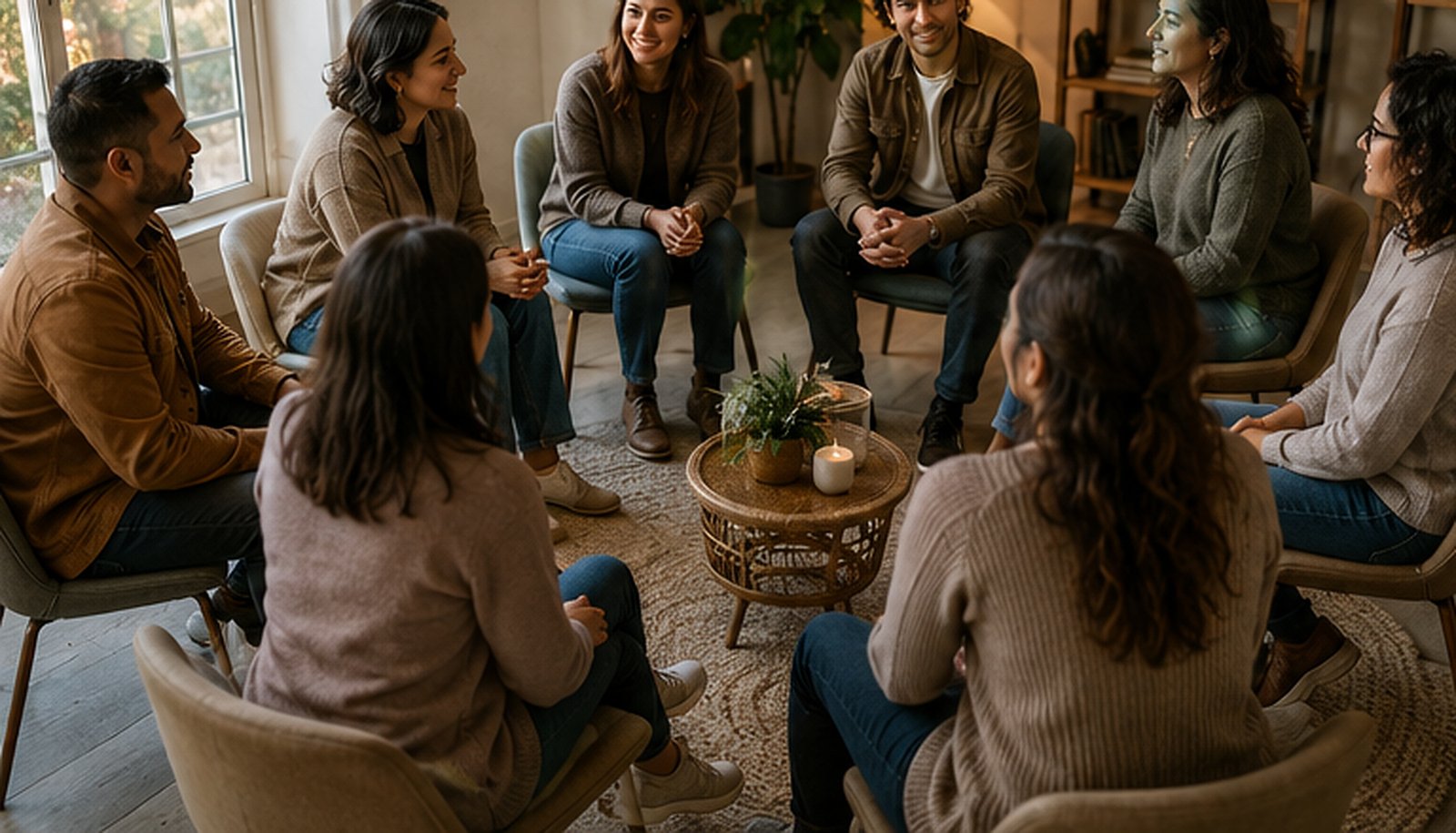 Grupo de personas latinoamericanas participando en un taller vivencial de CRE-SER