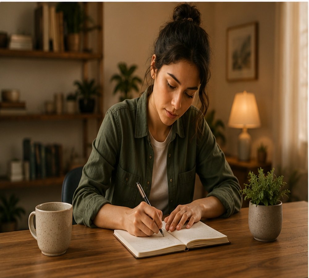 Persona escribiendo para identificar y comprender su experiencia emocional